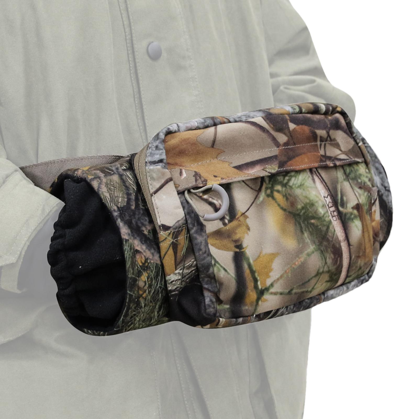 Outdoor Hunting Fleece - ハンティングハンドウォーマーポーチ フリースマフ 冬用ハンドウォーマー ポケット付き 調節可能なネックストラップデザイン アウトドア便利なウエストポーチ
