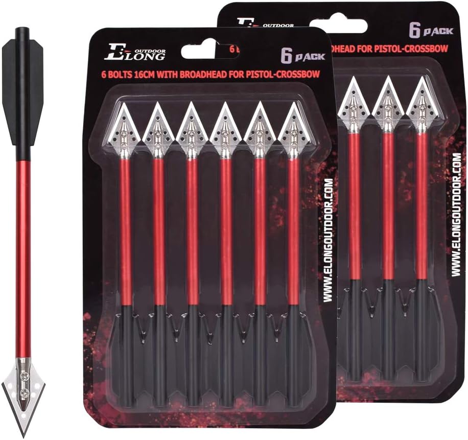 Crossbow Bolt Broadhead - アルミニウム製クロスボウボルト矢 6.5インチ スチールブロードヘッドチップ ハンティングアロー 50-80ポンド ミニクロスボウアーチェリーピストル用