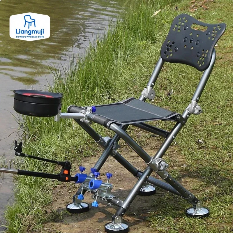 Hunting And Fishing Outdoor Chairs - ラウンジャーフィッシングチェア折りたたみ多機能フィーダーハンティングフィッシングチェアセットキャンプアウトドア家具カデイラスデプライアFYFC