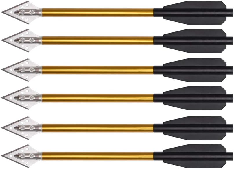Crossbow Bolt Broadhead - アルミニウム製クロスボウボルト矢 6.5インチ スチールブロードヘッドチップ ハンティングアロー 50-80ポンド ミニクロスボウアーチェリーピストル用
