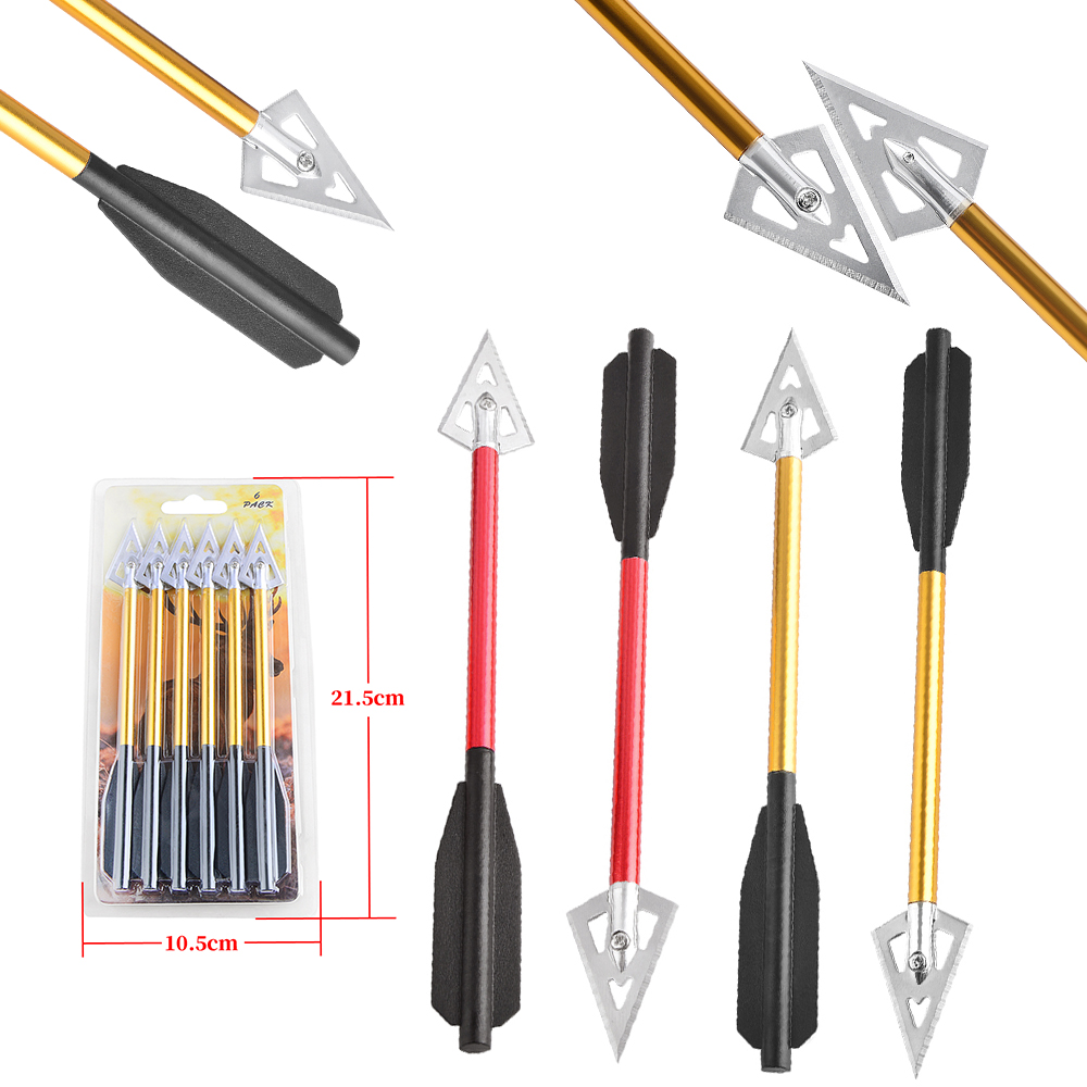 Crossbow Bolt Broadhead - 6/12 個ショートアローアルミクロスボウボルトブレードブロードヘッド外径 6 ミリメートルシャフト弓狩猟屋外アーチェリー射撃ターゲット用