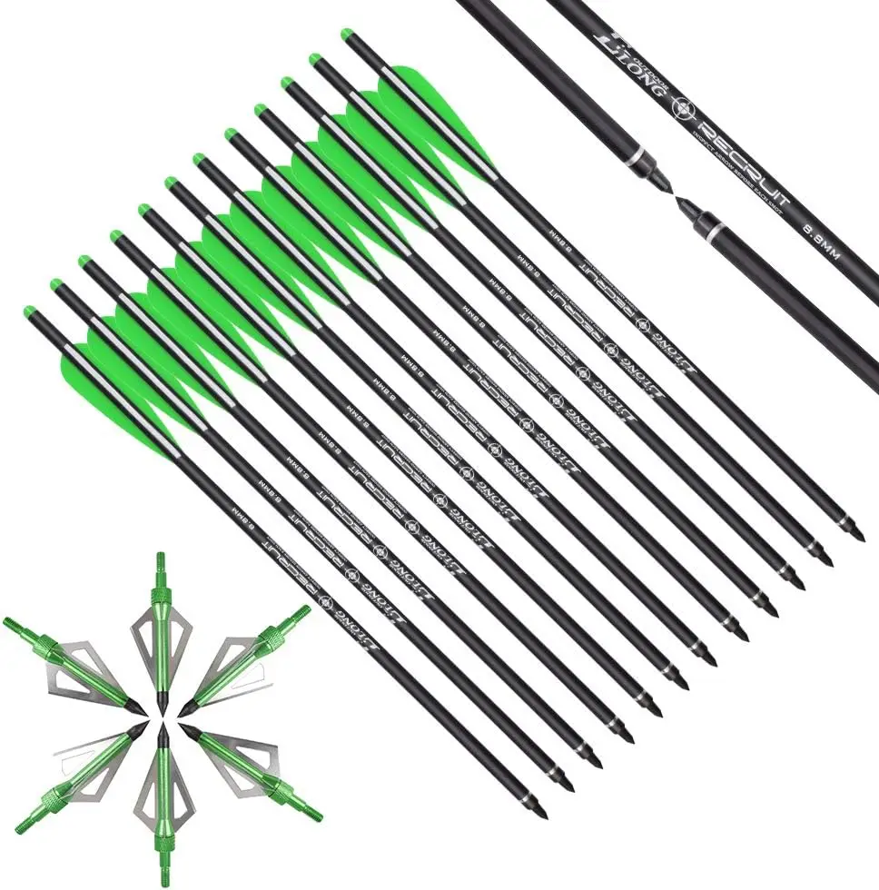Crossbow Bolt Broadhead - Elong クロスボウボルト 20 インチ カーボン ハンティングブロードヘッド付き