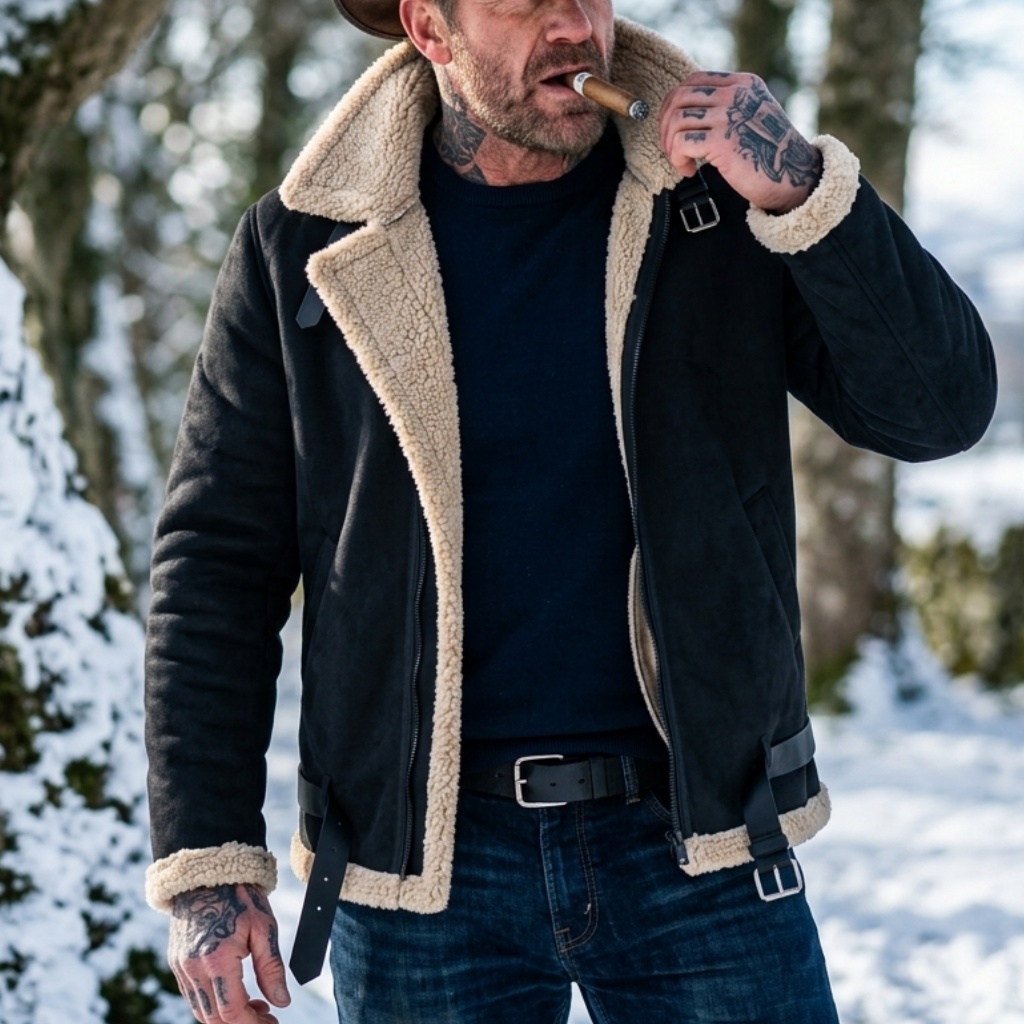 Outdoor Hunting Fleece - 男性冬フェイクスエードジャケットフリース裏地付き暖かい豪華なコート狩猟ハイキング防風カジュアルストリート冬男性アウター