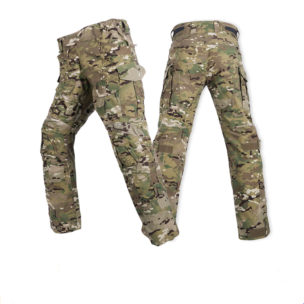Outdoor Hunting Trousers - 男性コンバットパンツ膝パッド付き戦術的なカーゴスポーツズボン迷彩マルチカムトレッキング狩猟服 (膝パッドではありません)