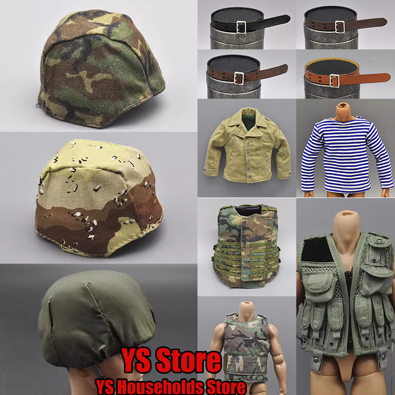 Outdoor Hunting Movies - 1/6 男性兵士軍事キャップタクティカルベストレトロユニセックス屋外狩猟迷彩ジャングル帽子ストライプシャツおもちゃ 12 ''ボディ用