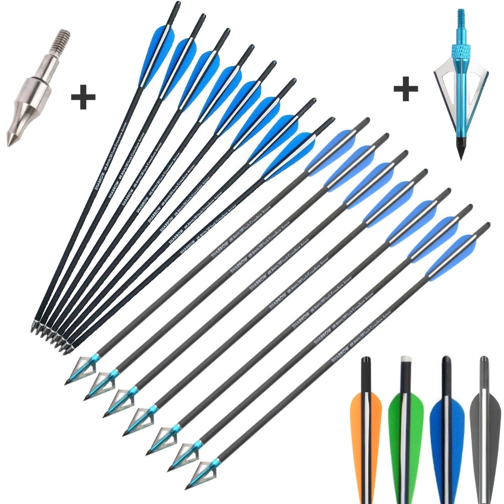 Crossbow Bolt Broadhead - 6/12本入り 16/17/18/20/21/22インチ クロスボウ矢 アーチェリー カーボン矢 クロスボウボルト