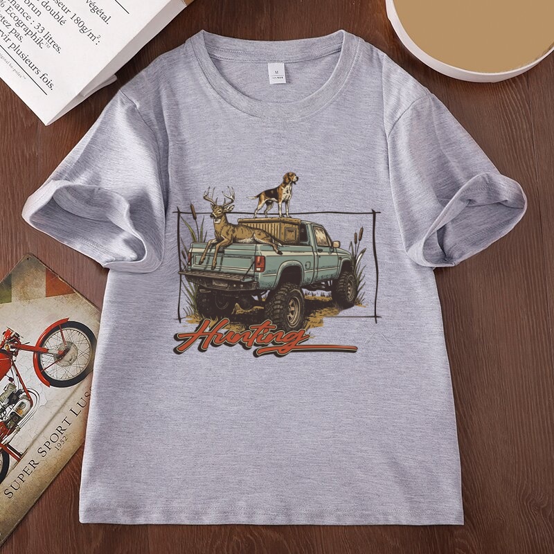 Hunting Dog Outdoor - ハンティングTシャツ 鹿狩りTシャツ 犬柄Tシャツ メンズ アウトドア コットン