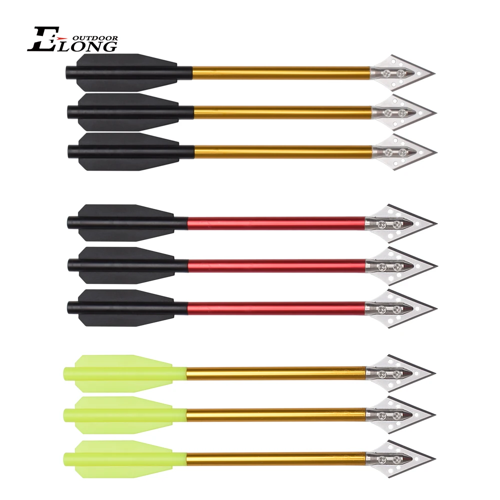 Crossbow Bolt Broadhead - 3 個アルミクロスボウボルト矢 6.5 インチ鋼ブロードヘッドヒント狩猟矢 50-80lbs ミニクロスボウアーチェリーピストル