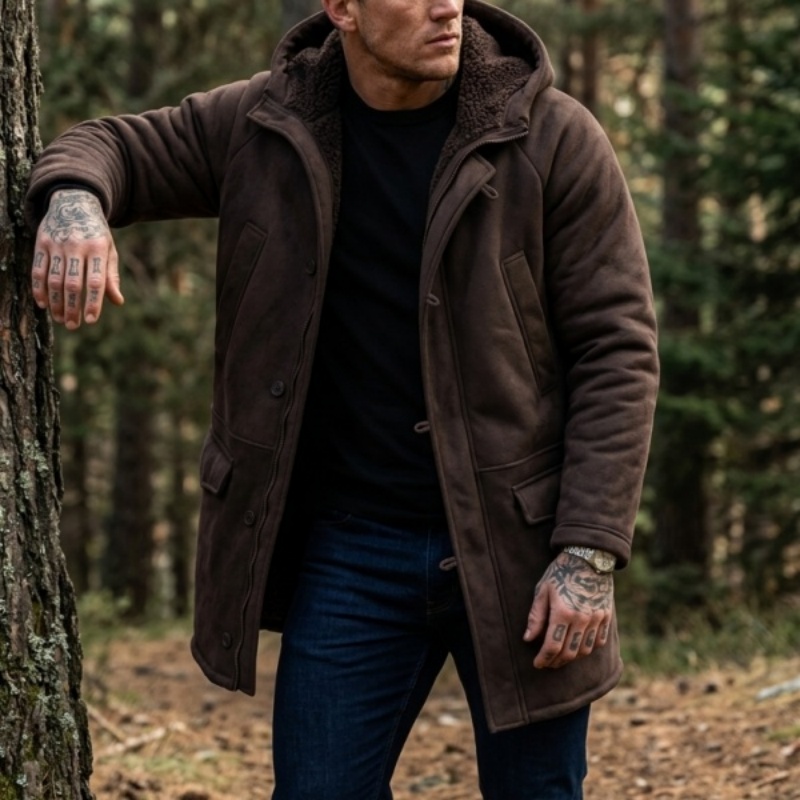 メンズフェイクファー裏地付きフード付き冬用ジャケット |   - Outdoor Hunting Fleece のレビューと価格