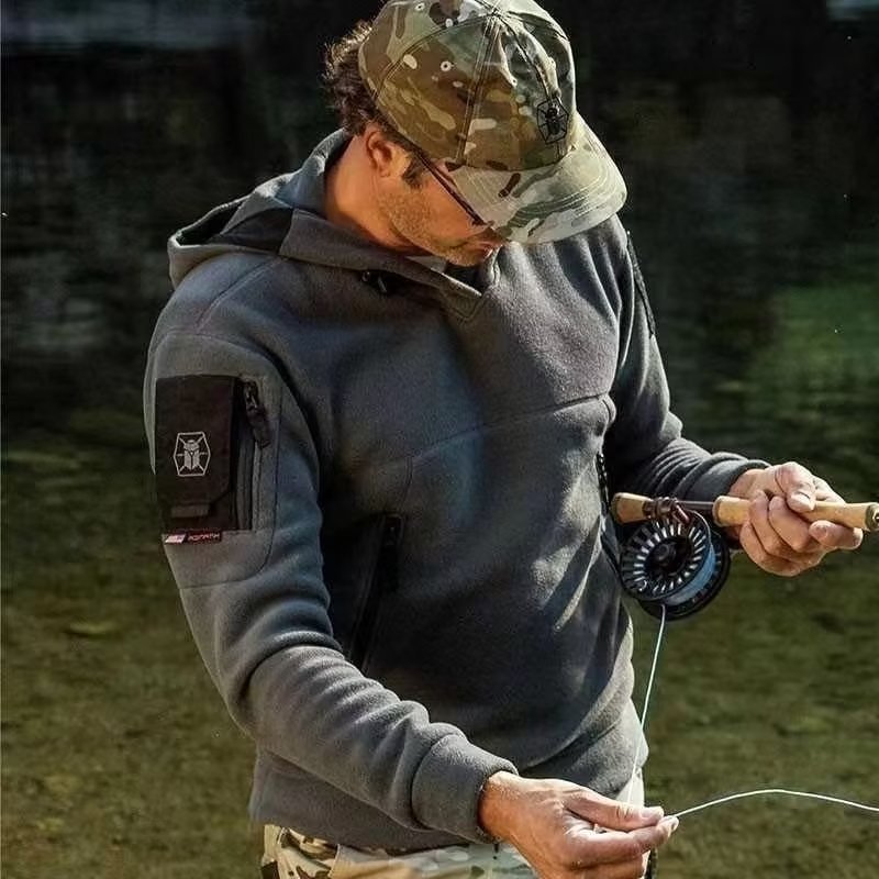 男性の冬の熱フリース屋外狩猟ジッパー軍事戦術ジャケットフード - Outdoor Hunting Fleece のレビューと価格