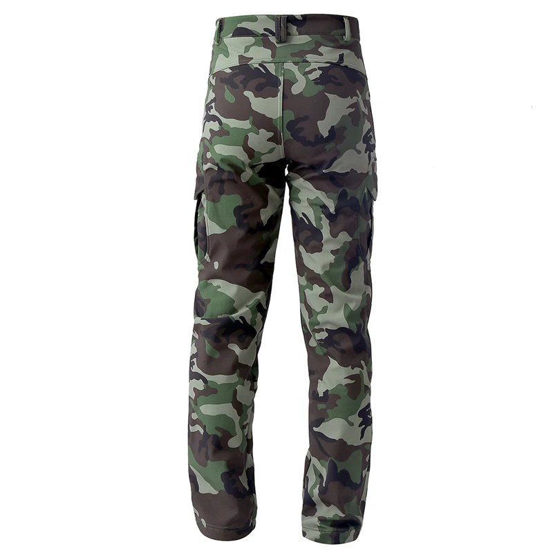 迷彩狩猟サメ皮ソフトシェル戦術迷彩パンツ男性冬防水暖かいフリ - Outdoor Hunting Fleece のレビューと価格