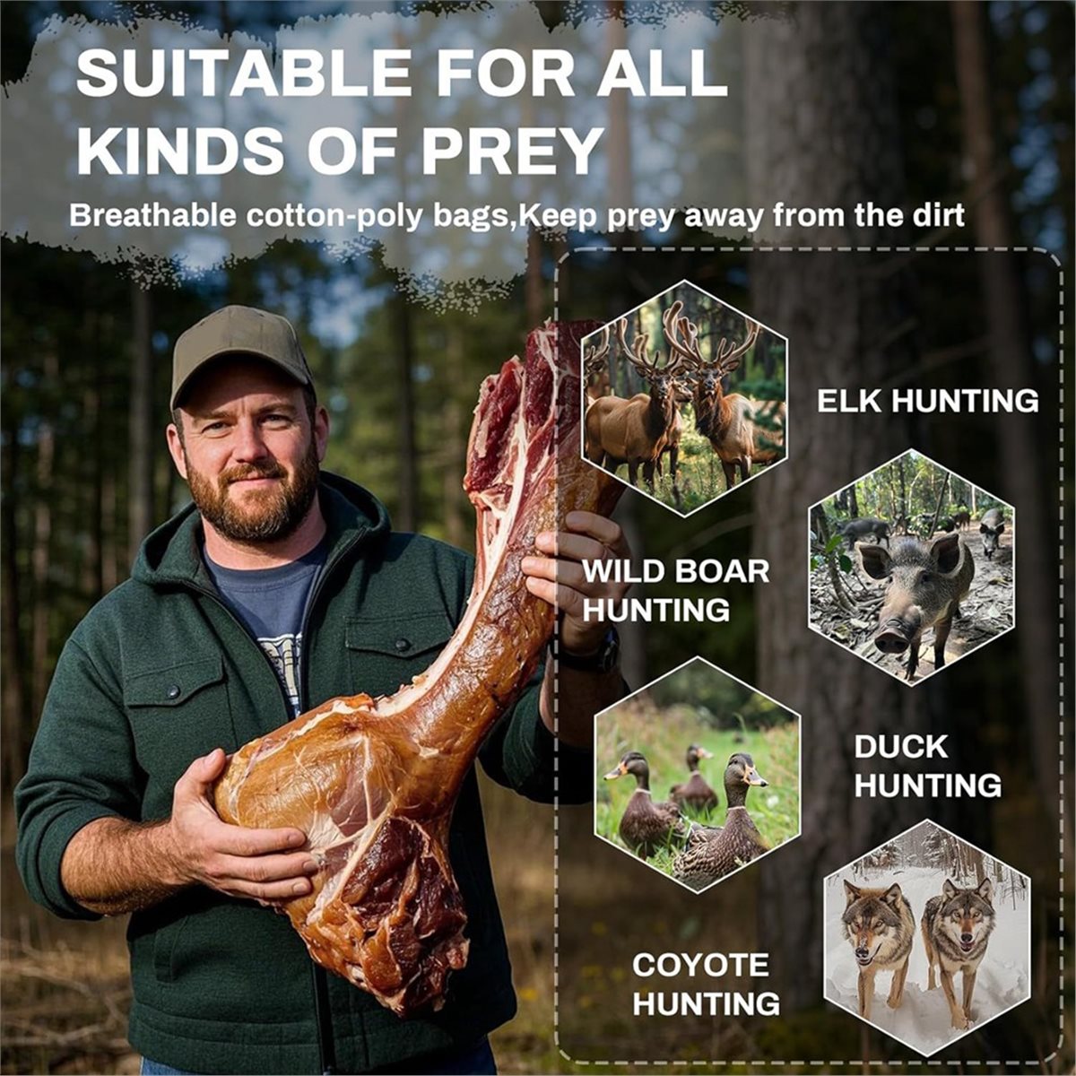 ゲームバッグ ハンティングミートバッグ、5個パック ロール式 - Game Bag Meat Hunting のレビューと価格
