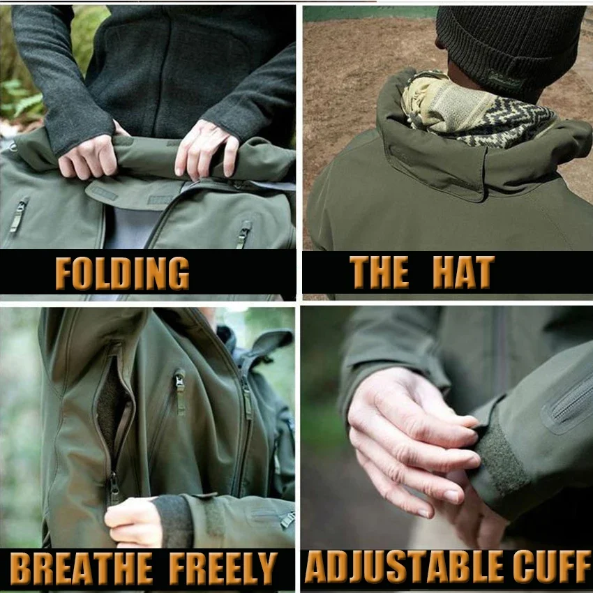 タクティカルメンズシェルジャケット,メンズタクティカルユニフ - Safari Outdoor Hunting Jackets のレビューと価格
