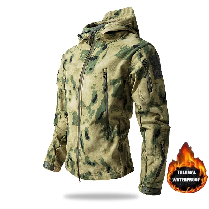 メンズ防水ミリタリージャケット,サメの皮のソフトシェルジャケ - Outdoor Hunting Fleece のレビューと価格
