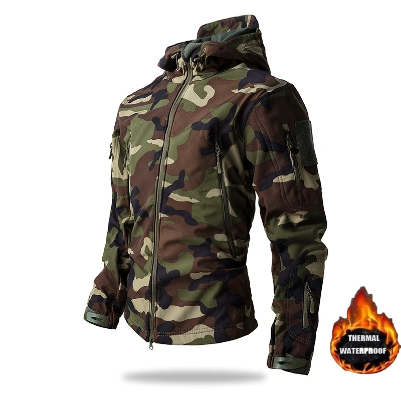 メンズ防水ミリタリージャケット,サメの皮のソフトシェルジャケ - Outdoor Hunting Fleece のレビューと価格