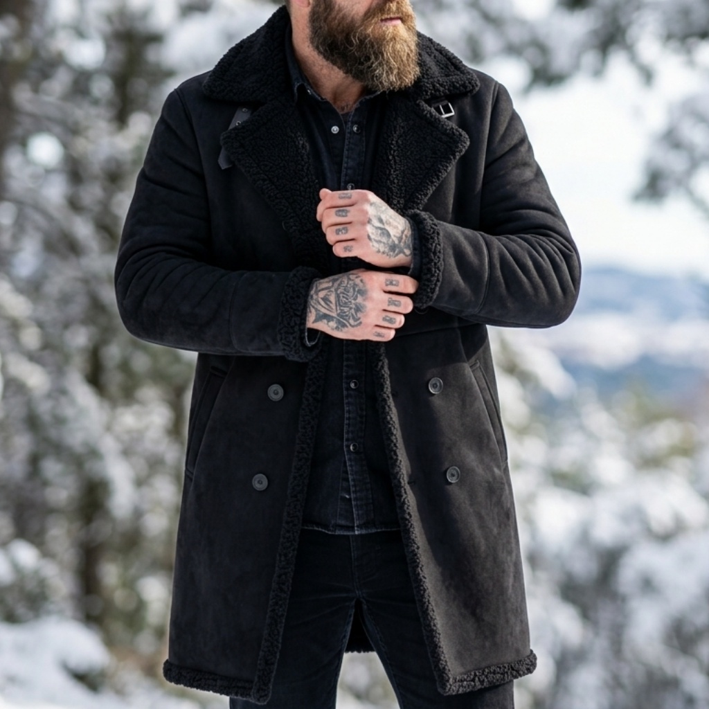 メンズフェイクスエードファー裏地付き冬用ジャケット防風ダブル - Outdoor Hunting Fleece のレビューと価格