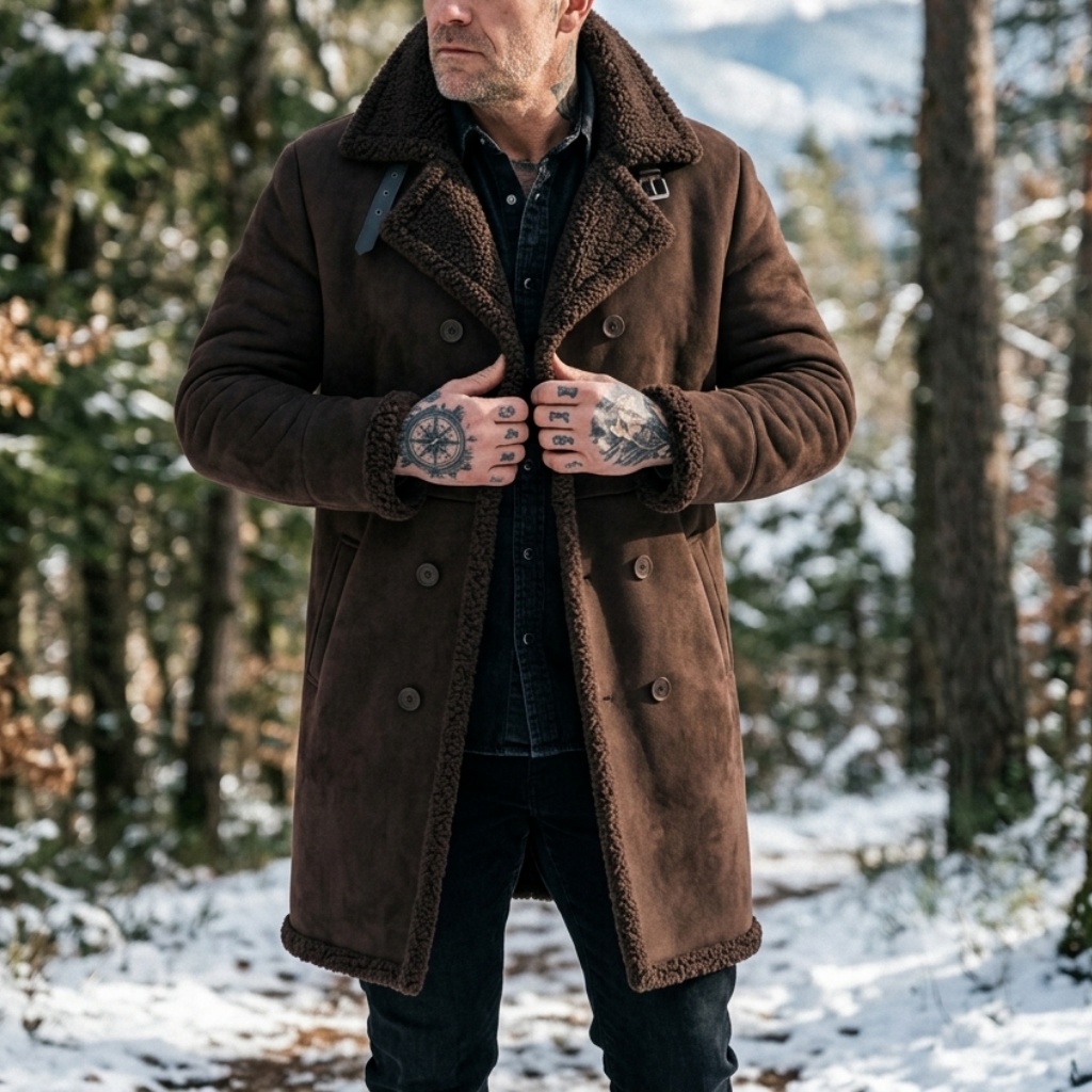 メンズフェイクスエードファー裏地付き冬用ジャケット防風ダブル - Outdoor Hunting Fleece のレビューと価格