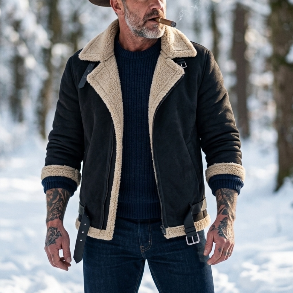 男性冬フェイクスエードジャケットフリース裏地付き暖かい豪華な - Outdoor Hunting Fleece のレビューと価格