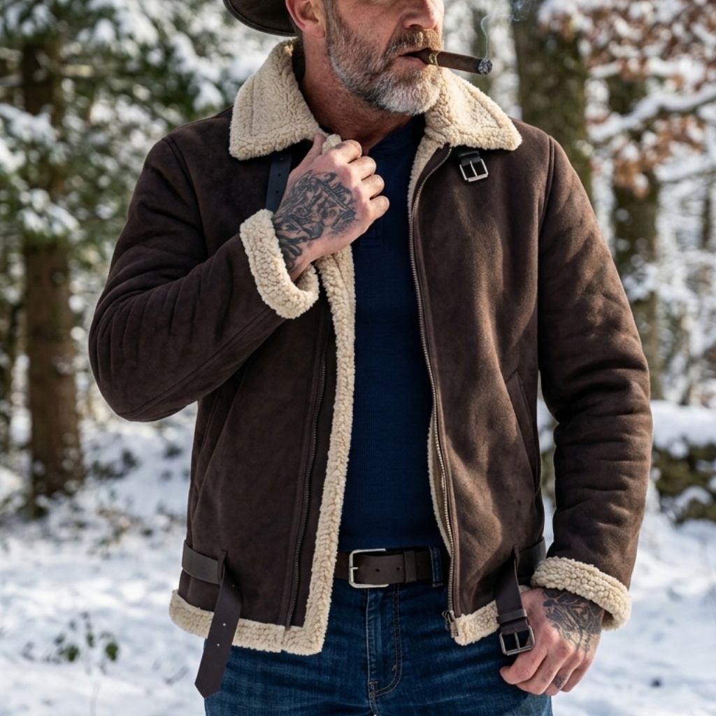 男性冬フェイクスエードジャケットフリース裏地付き暖かい豪華な - Outdoor Hunting Fleece のレビューと価格