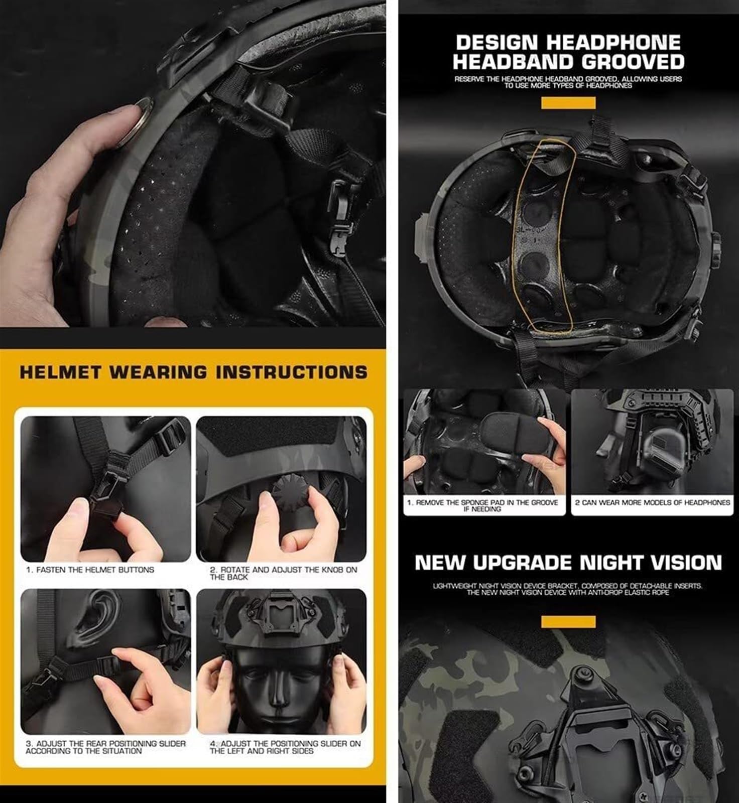エアソフトヘルメットセット ノイズリダクション戦術ヘッドセッ - Outdoor Hunting Movies のレビューと価格