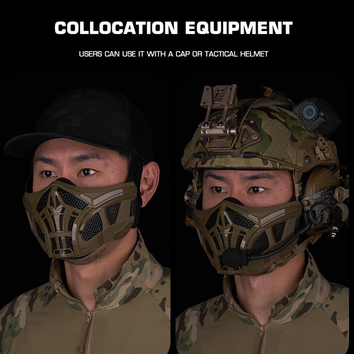 戦術エアソフトマスク保護用ハーフフェイス通気性メッシュシリコ - Outdoor Hunting Movies のレビューと価格