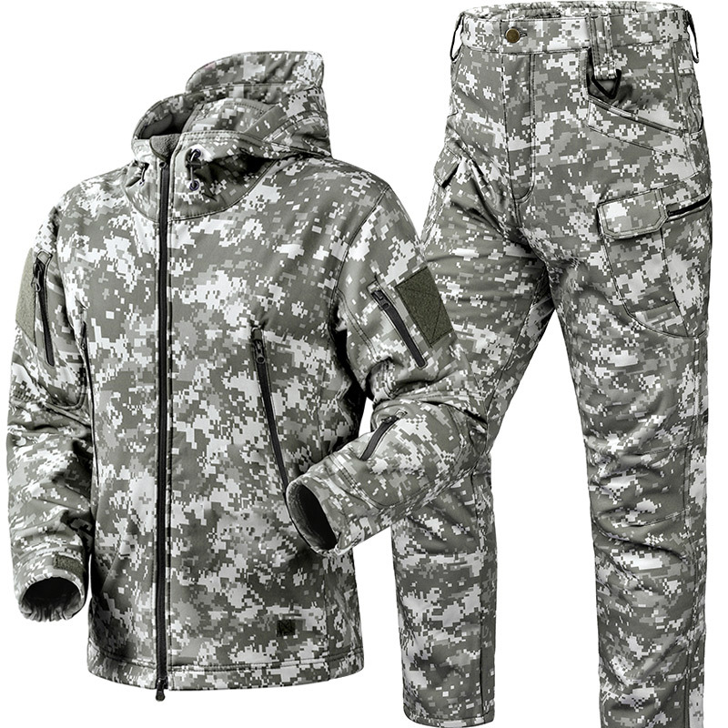 冬厚みの男性迷彩スーツ防水戦術トレーニングセットマルチポケッ - Safari Outdoor Hunting Jackets のレビューと価格