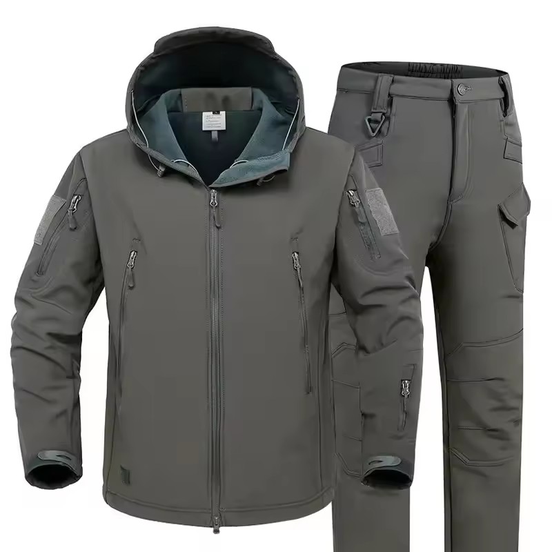 冬厚みの男性迷彩スーツ防水戦術トレーニングセットマルチポケッ - Safari Outdoor Hunting Jackets のレビューと価格