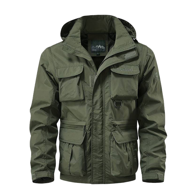 取り外し可能な袖付き防風フードジャケット男性用アウトドアアー - Safari Outdoor Hunting Jackets のレビューと価格