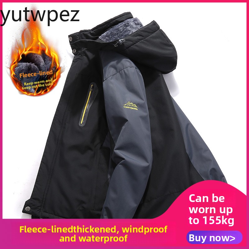 冬のジャケット男性厚く暖かい防水フード付きパーカーコート狩猟 - Outdoor Hunting Fleece のレビューと価格